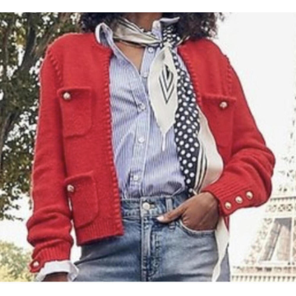 J.CREW Odette cardigan sweater red alpaca blend sz XS